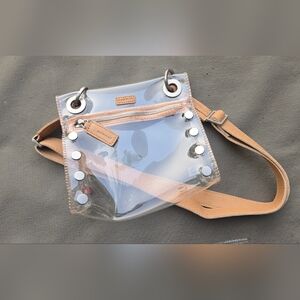 Hammitt "Tony"  Clear and Tan Crossbody Bag with Modern Design